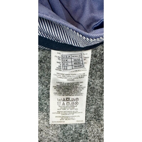 Brooks Brothers Mens Chino Pants Size 36x32 Blue Clark Classic Flat Front Casual - Picture 5 of 9